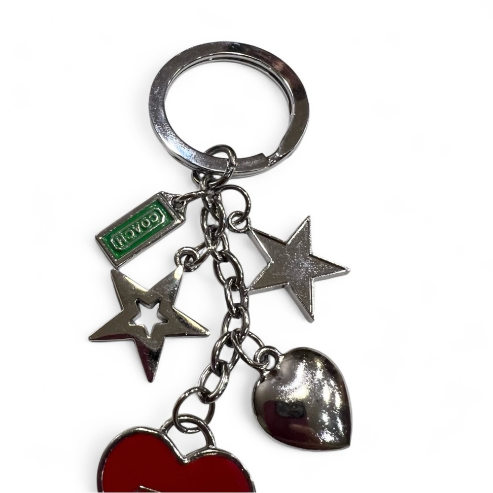 Vintage Y2K Coach Charm Keychain Heart Stars Red Green Bag Charm - Picture 3 of 3